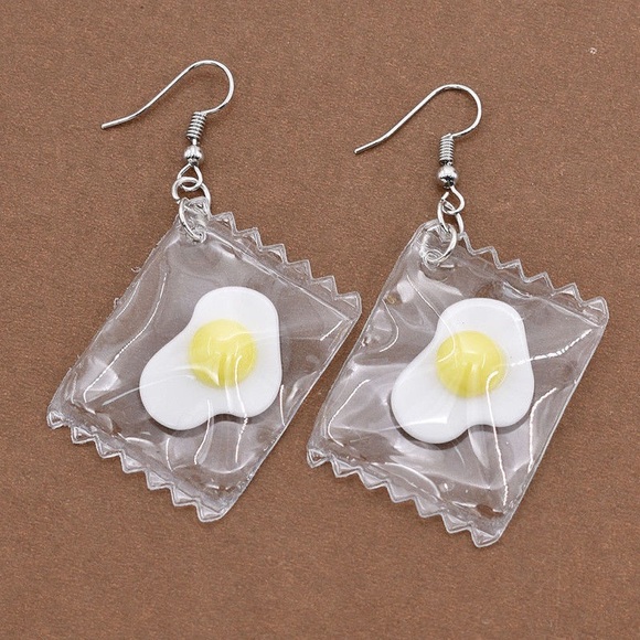 3 for $15 - Sunny Side Up Fried Egg Earrings - Picture 2 of 2